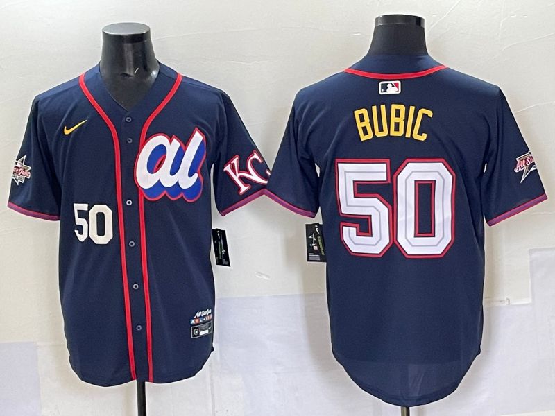 Men 2025 Kansas City Royals #50 Bubic Drak blue Nike MLB All Star jersey style 4